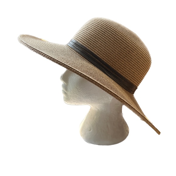 Cappelli Straworld Sun Hat Wide Brim Wooden Leaf Band Stylish Boho One Size - P - Picture 4 of 6